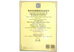 食品安全管理體系認(rèn)證證書