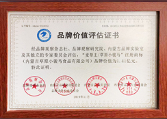品牌價(jià)值評(píng)估證書